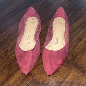 Burgundy Velour Flats